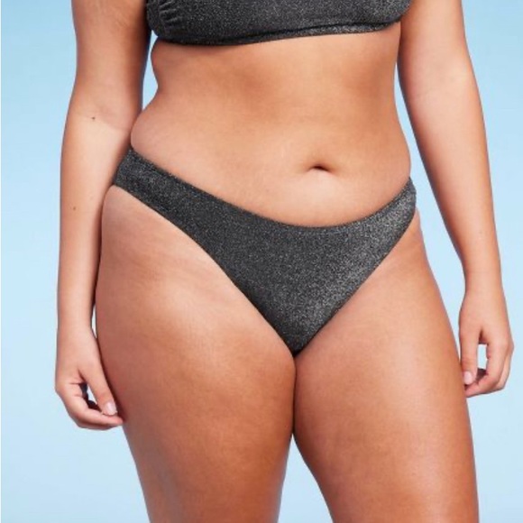 NWT WILD FABLE WOMENS BIKINI BOTTOM CHEEKY BLACK LUREX - Picture 6 of 7